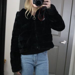 Forever 21 faux fur hooded jacket